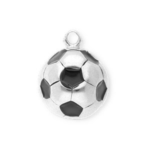 Roestvrij stalen (RVS) Stainless steel bedels voetbal Silver-black