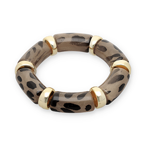 Resin armbanden met luipaardprint Gold-transparent light amber brown-black