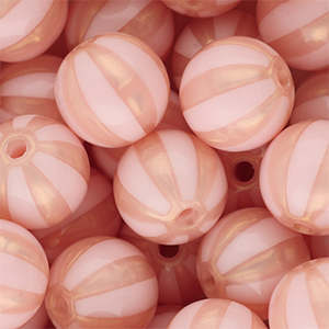 16 mm DQ&reg; acryl kralen met strepen Light pink-peach pink