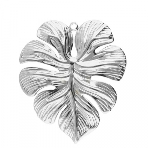 Roestvrij stalen (RVS) Stainless steel bedels blad Silver