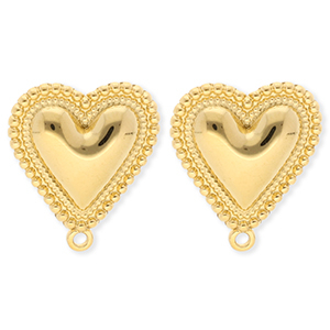 BY31&reg; Roestvrij stalen (RVS) Stainless steel onderdelen oorbellen&nbsp;/&nbsp;oorstekers hart met oogje Gold
