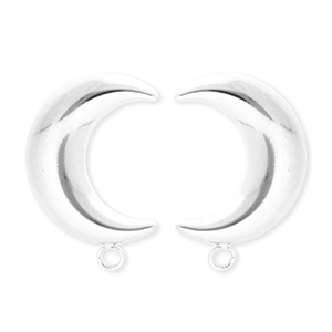 BY31&reg; Roestvrij stalen (RVS) Stainless steel onderdelen oorbellen&nbsp;/&nbsp;oorstekers maan met oogje Silver