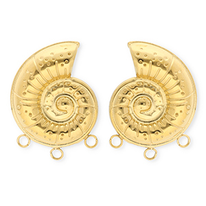 BY31&reg; Roestvrij stalen (RVS) Stainless steel onderdelen oorbellen&nbsp;/&nbsp;oorstekers schelp met 3 oogjes Gold