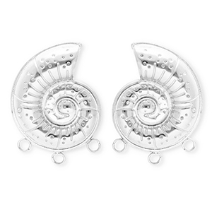 BY31&reg; Roestvrij stalen (RVS) Stainless steel onderdelen oorbellen&nbsp;/&nbsp;oorstekers schelp met 3 oogjes Silver