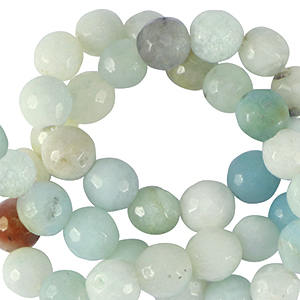 Natuursteen kralen chalcedoon (kwarts) 4mm facet geslepen Multicolour turquoise blue