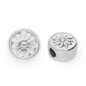 Roestvrij stalen (RVS) stainless steel kralen disc met zon Silver
