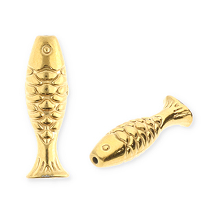 Roestvrij stalen (RVS) stainless steel kralen vis Gold