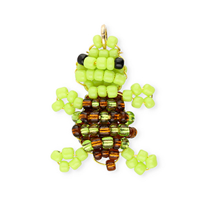 BY31&reg; Bedels van glaskralen schildpad Lime green-brown-black-gold