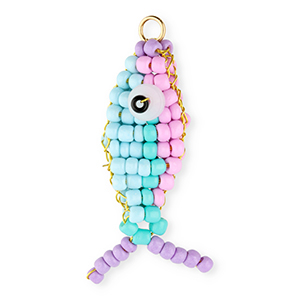 BY31&reg; Bedels van glaskralen vis Pastel lilac-light blue-turquoise-lavender-gold
