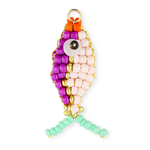 BY31&reg; Bedels van glaskralen vis Purple-light pink-gold-mint green