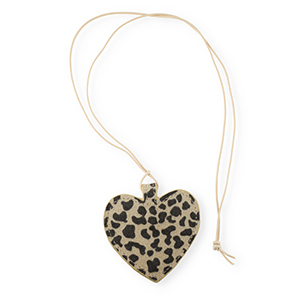 Statement hangers hart met luipaardprint Beige brown-dark brown