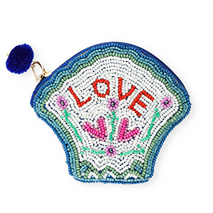 Portemonnee schelp "LOVE" Blue-green-white-red