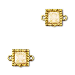 Roestvrij stalen (RVS) Stainless steel tussenstukken zirkonia vierkant Gold-light orange
