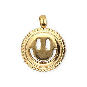 BY31&reg; Roestvrij stalen (RVS) Stainless steel bedels smiley Gold
