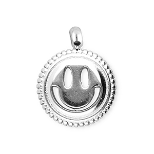 BY31&reg; Roestvrij stalen (RVS) Stainless steel bedels smiley Silver