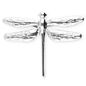 Roestvrij stalen (RVS) Stainless steel statement broches libelle Silver