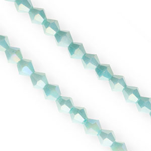 Top Facet kralen bicone 6mm Aqua green-AB coating