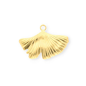 Roestvrij stalen (RVS) Stainless steel bedels ginkgo blad Gold