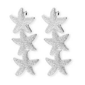 Trendy oorbellen&nbsp;/&nbsp;oorstekers zeesterren met RVS steker Silver