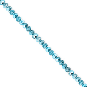 Top Facet kralen 3x2mm disc Teal blue-pearl shine coating