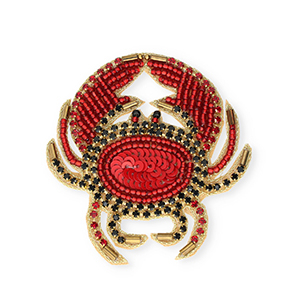Broches krab Gold-silverlined red-black