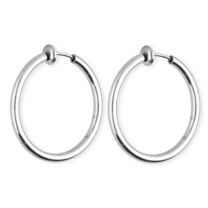 Roestvrij stalen (RVS) Stainless steel clip&nbsp;oorbellen&nbsp;/&nbsp;creolen Silver