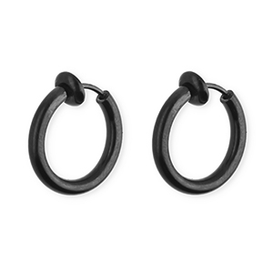 Roestvrij stalen (RVS) Stainless steel clip&nbsp;oorbellen&nbsp;/&nbsp;creolen Black