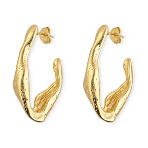 Roestvrij stalen (RVS) Stainless steel oorbellen&nbsp;/&nbsp;oorstekers ovaal Gold