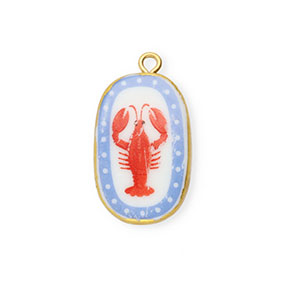 Hangers keramiek ovaal met kreeft Gold-white-blue-red