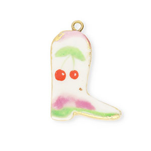 Hangers keramiek cowboylaars met kersen Gold-white-red-pink-green