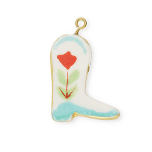Hangers keramiek cowboylaars met bloem Gold-white-red-green-Turquoise blue