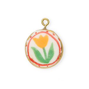 Hangers keramiek rond met bloem Gold-white-red-green-orange