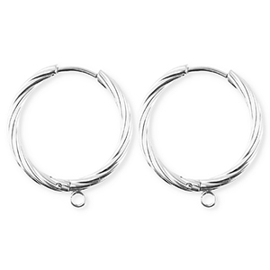 BY31&reg; Roestvrij stalen (RVS) Stainless steel onderdelen oorbellen&nbsp;/&nbsp;creolen twisted met oogje Silver