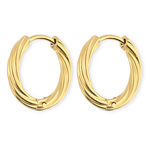 BY31&reg; Roestvrij stalen (RVS) Stainless steel oorbellen / creolen twisted Gold