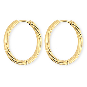 BY31&reg; Roestvrij stalen (RVS) Stainless steel oorbellen / creolen twisted Gold