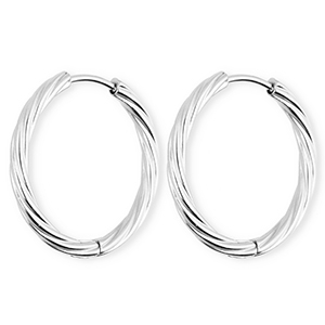 BY31&reg; Roestvrij stalen (RVS) Stainless steel oorbellen / creolen twisted Silver