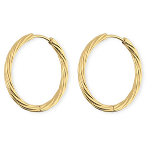 BY31&reg; Roestvrij stalen (RVS) Stainless steel oorbellen / creolen twisted Gold