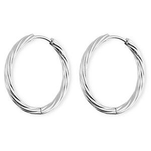 BY31&reg; Roestvrij stalen (RVS) Stainless steel oorbellen / creolen twisted Silver