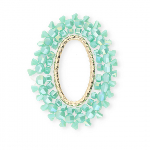Top facet hangers ovaal Mint turquoise AB-gold