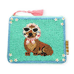 BY31&reg; Etui teckel met bloemetjes Mint green-brown-light blue-pink-white