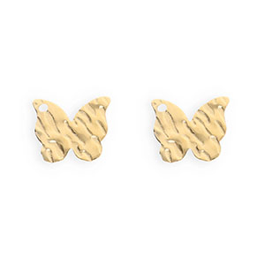 Roestvrij stalen (RVS) Stainless steel onderdelen  oorbellen / oorstekers vlinder met oogje Gold