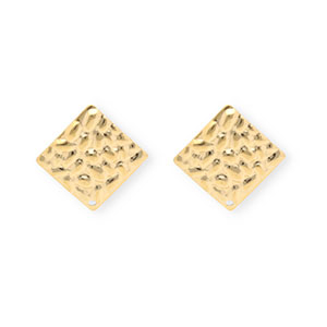 Roestvrij stalen (RVS) Stainless steel onderdelen  oorbellen / oorstekers vierkant met oogje Gold