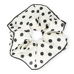 Scrunchies haarelastiek XL dots White-black