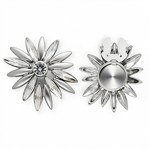 Button covers bloem Silver-crystal