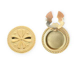 Roestvrij stalen (RVS) Stainless steel button covers rond met klaver Gold