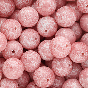 14 mm glaskralen Vintage pink-white