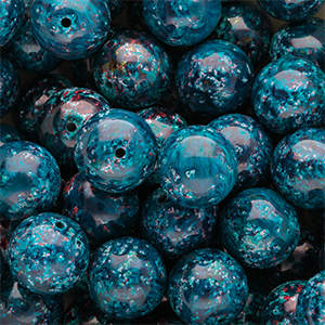 14 mm glaskralen Multicolour teal