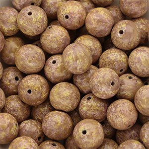 12 mm glaskralen Light brown-yellow-white