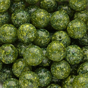 14 mm glaskralen Multicolour green