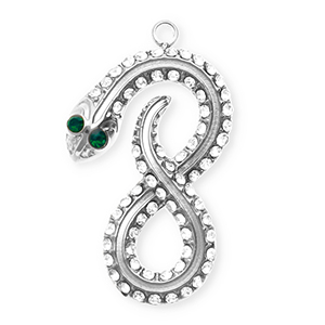 Roestvrij stalen (RVS) Stainless steel bedels met strass infinity / slang Silver-crystal-green